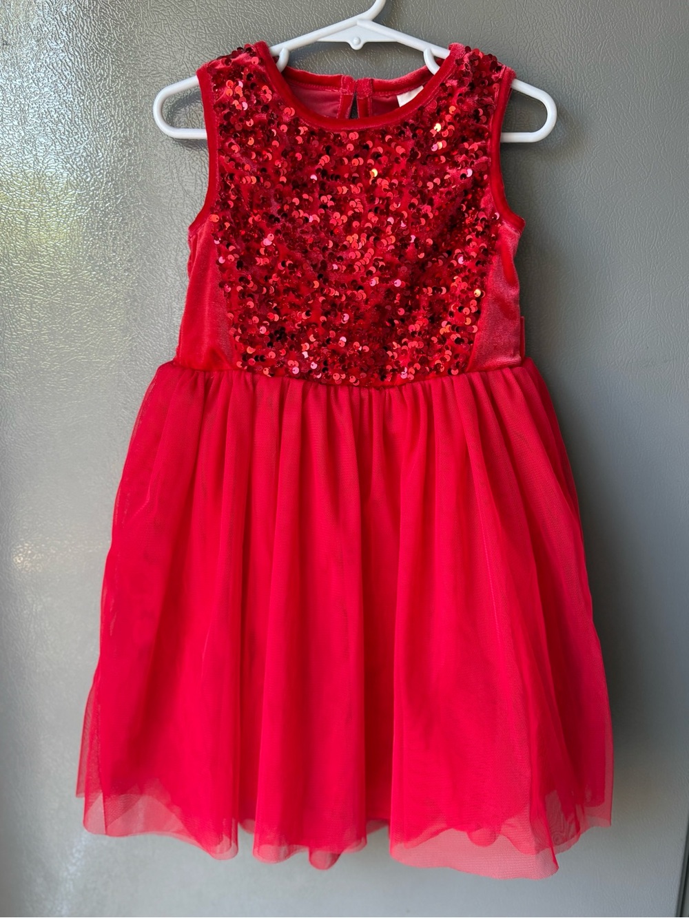 Little Kids Girls Red Sequin Tulle Holiday Party Dress 4-5Y 110cm